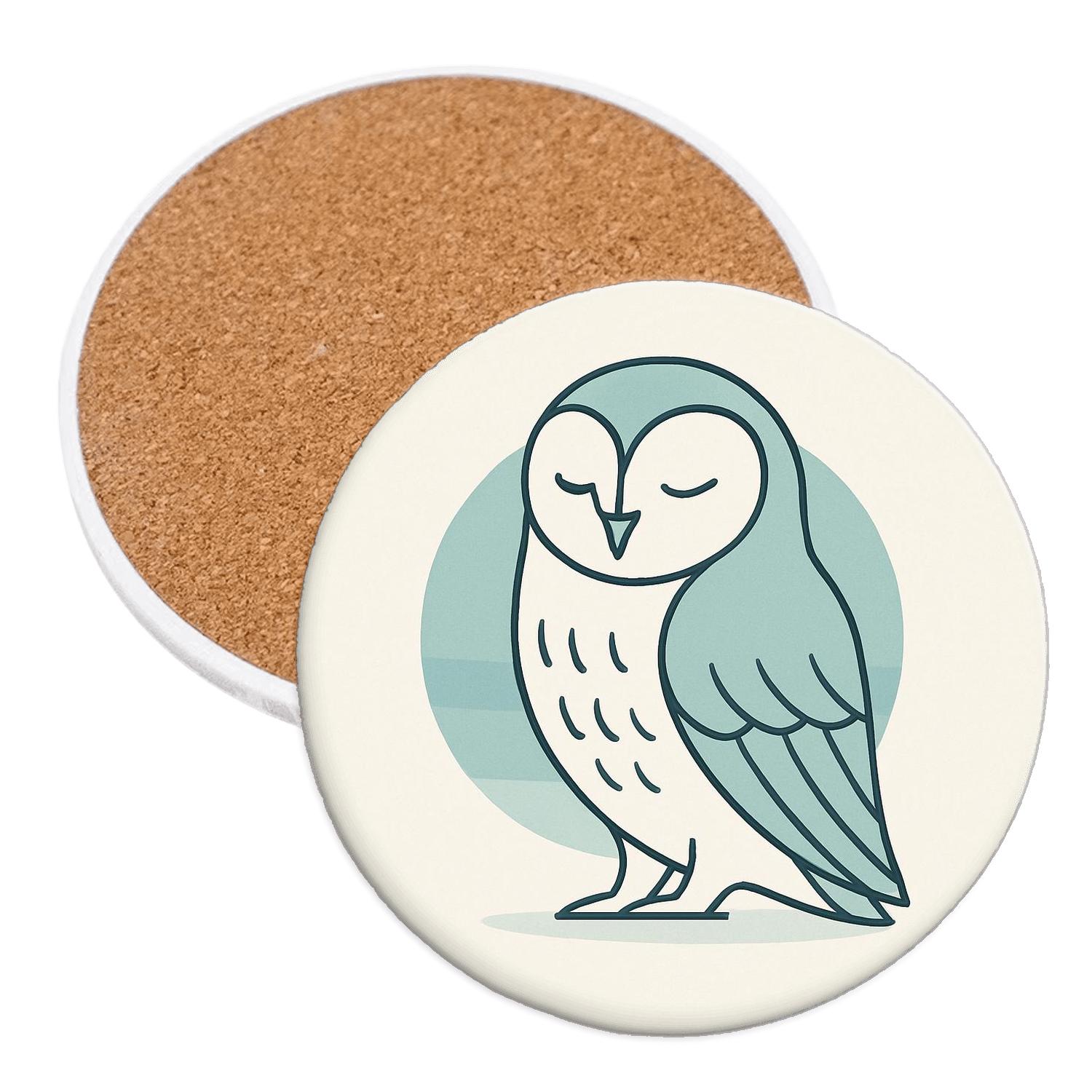 Minimalist Arctic Owl absorbent drink coasters