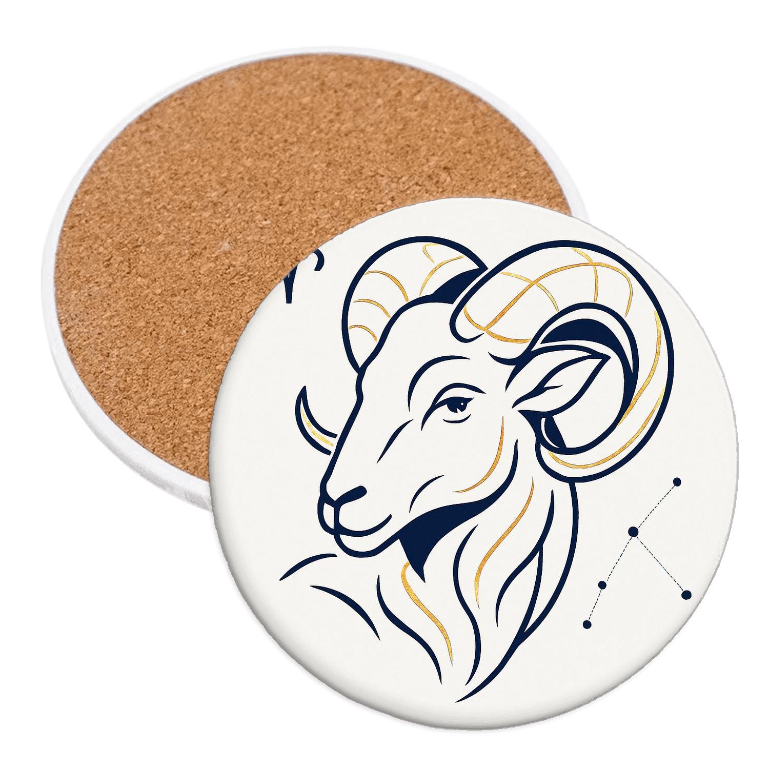 Aries Ram Minimalist Emblem stone coaster collections
