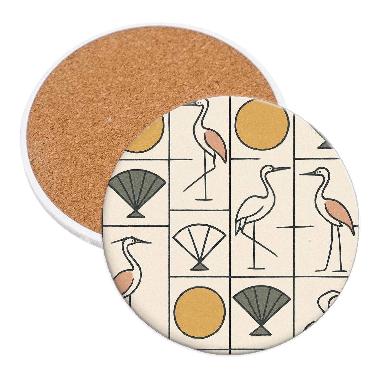 Midcentury Japonisme Geometry custom engraved coasters