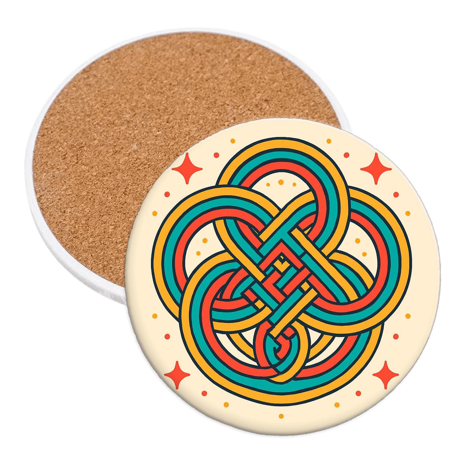 Solar Ribbon Mandala custom engraved coasters