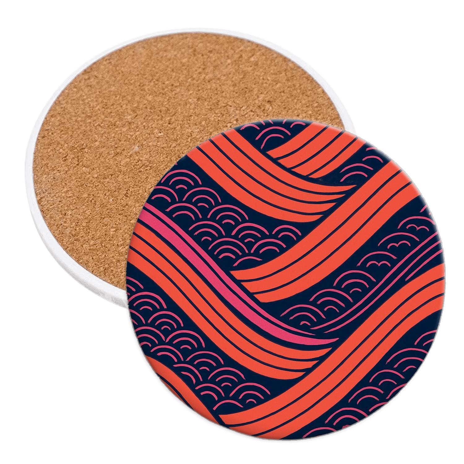 Neon Wave Tapestry custom engraved coasters