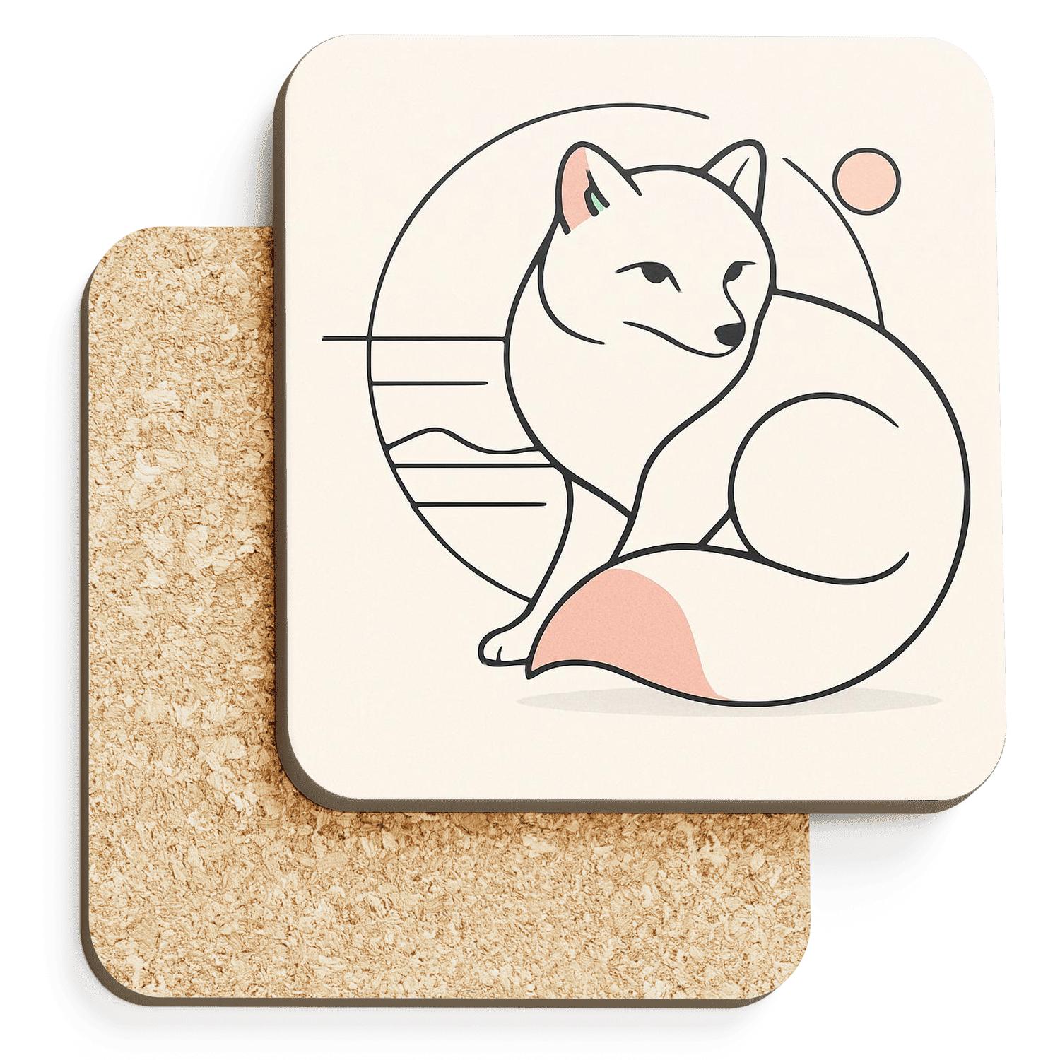 Minimalist Arctic Fox Wrap elegant tabletop coasters
