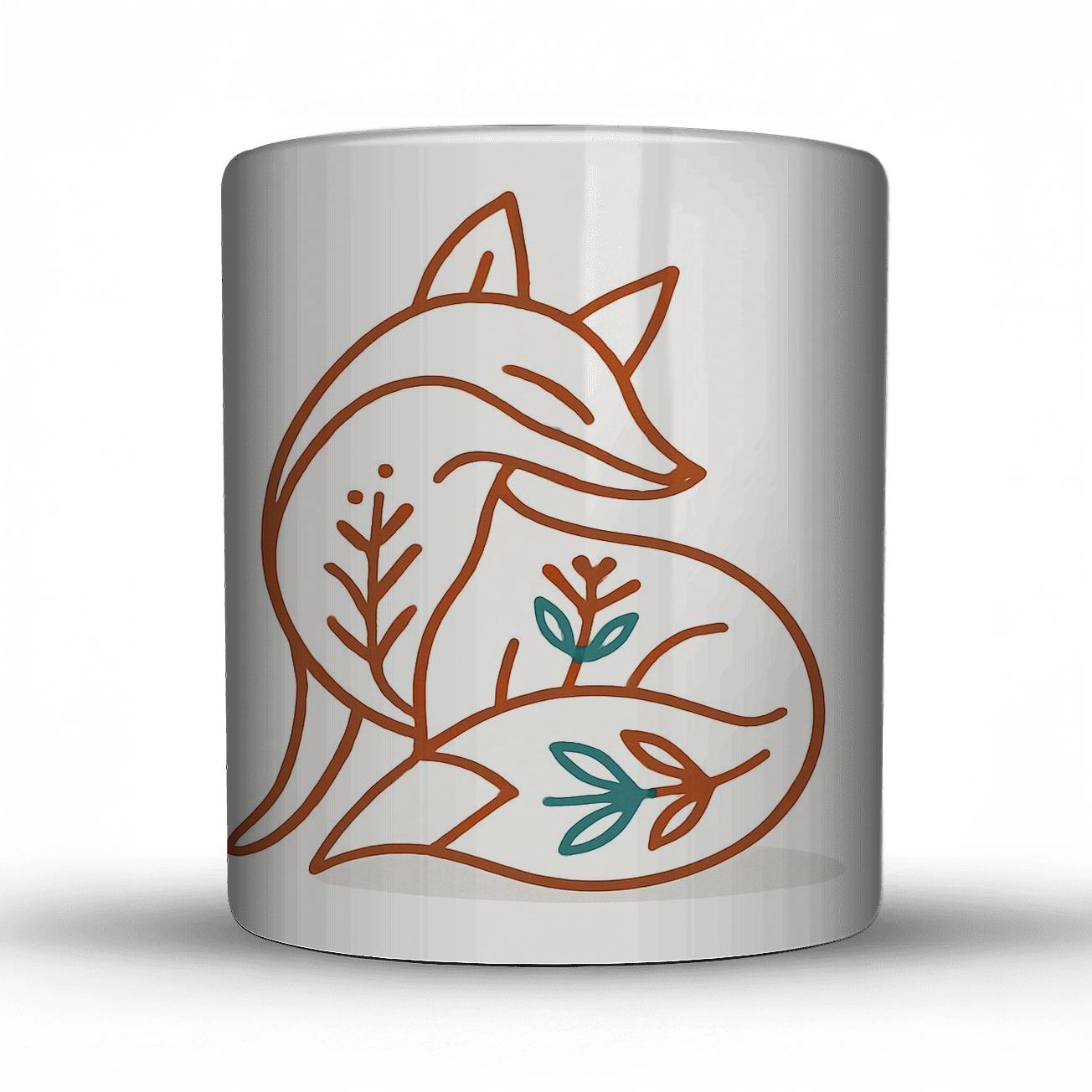 Minimal Fox Emblem travel mugs with handles