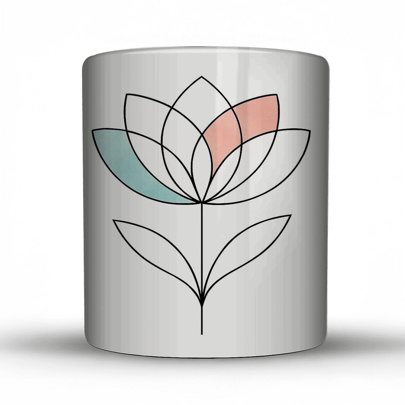 Elegant Geometric Floral Line Art novelty coffee mugs