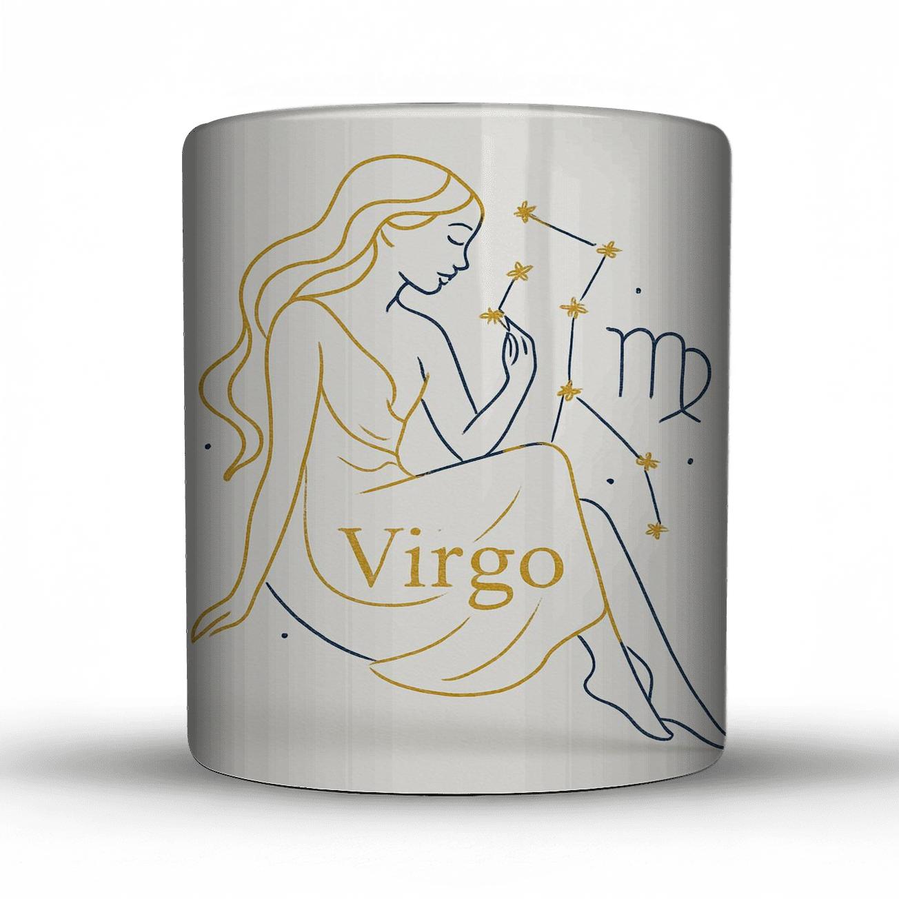 Elegant Virgo Zodiac Line Art With Gold Foil Accents novelty coffee mugs