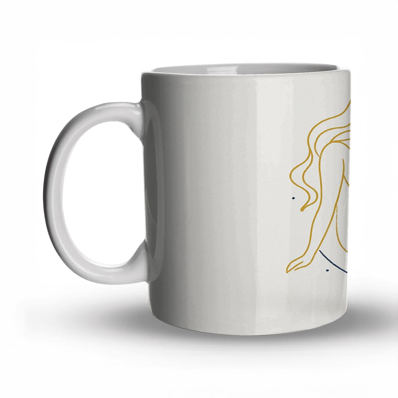 Elegant Virgo Zodiac Line Art With Gold Foil Accents novelty coffee mugs