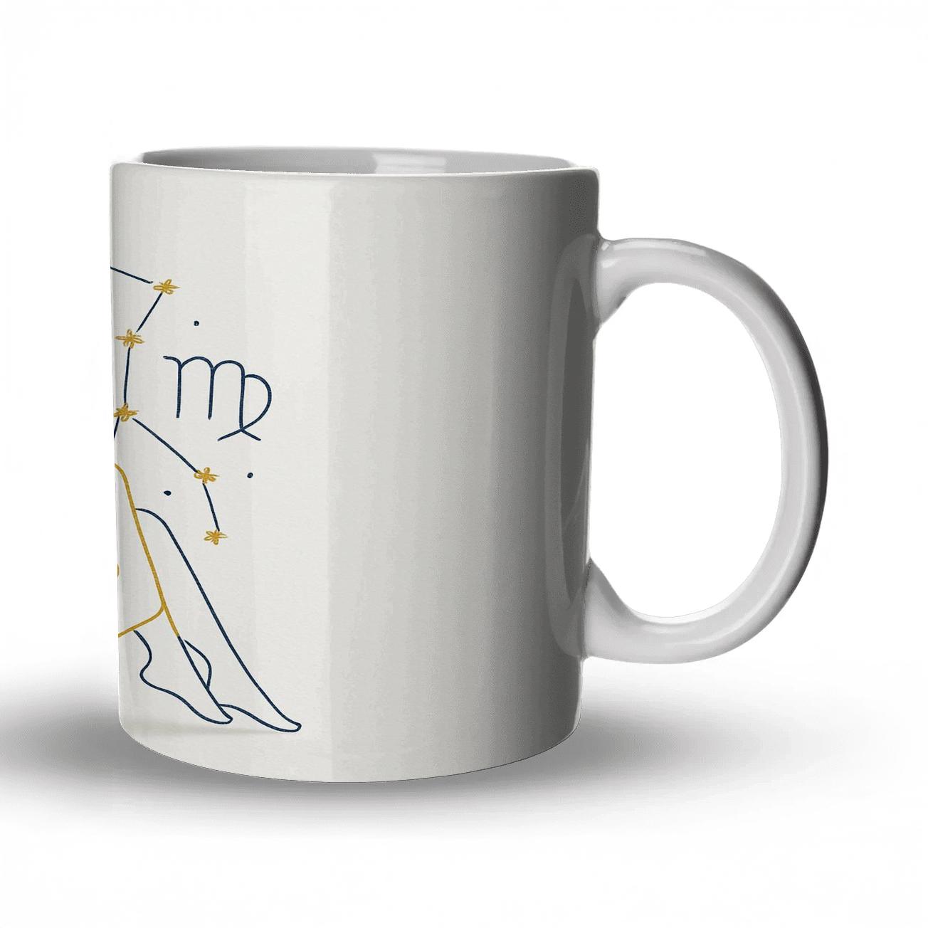 Elegant Virgo Zodiac Line Art With Gold Foil Accents novelty coffee mugs