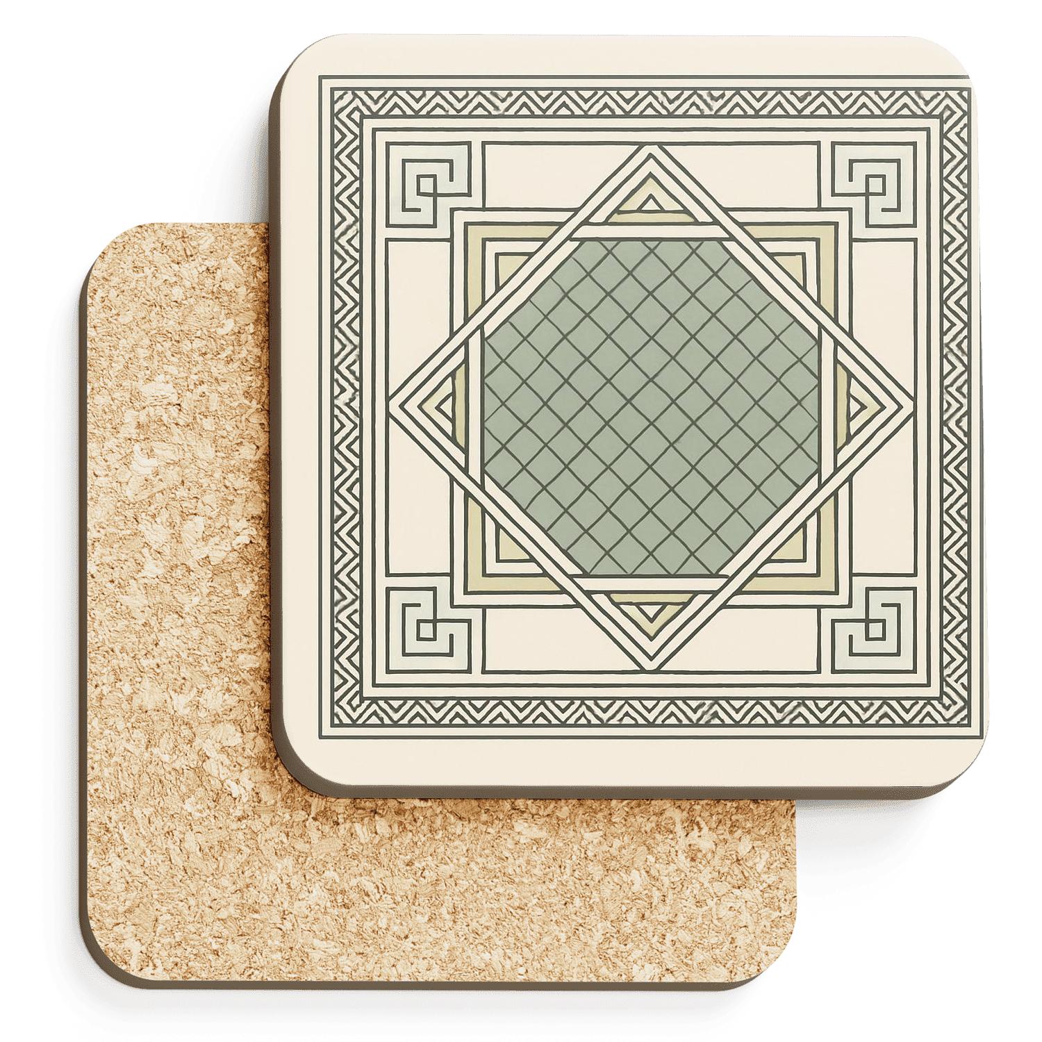 Sacred Square Mandala wooden table coasters
