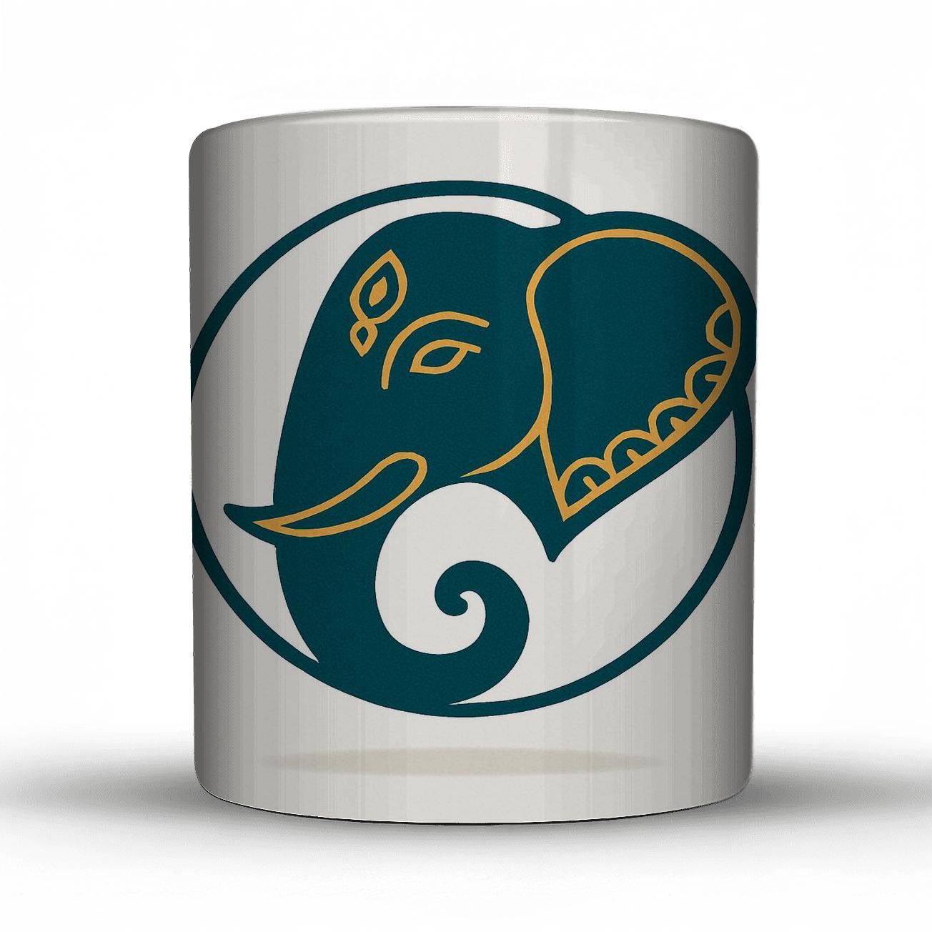 Serene Elephant Crest custom printed mugs