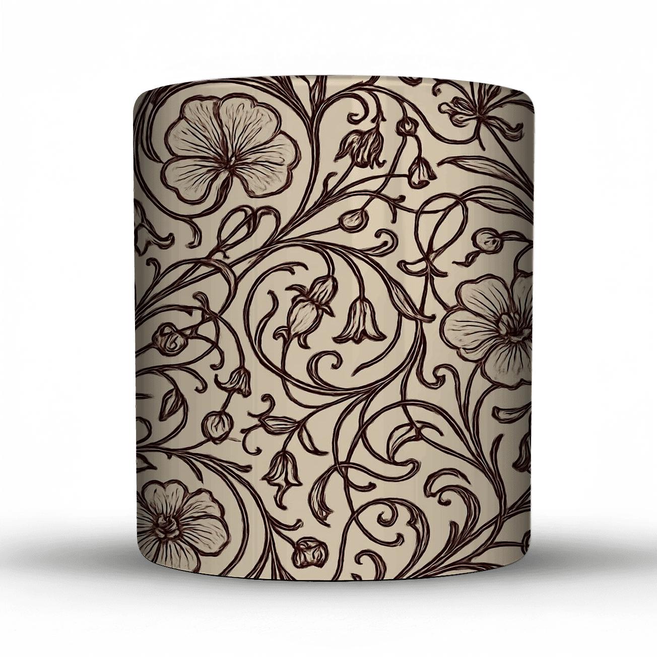 Art Nouveau Floral Line Art Pattern premium drinkware mugs