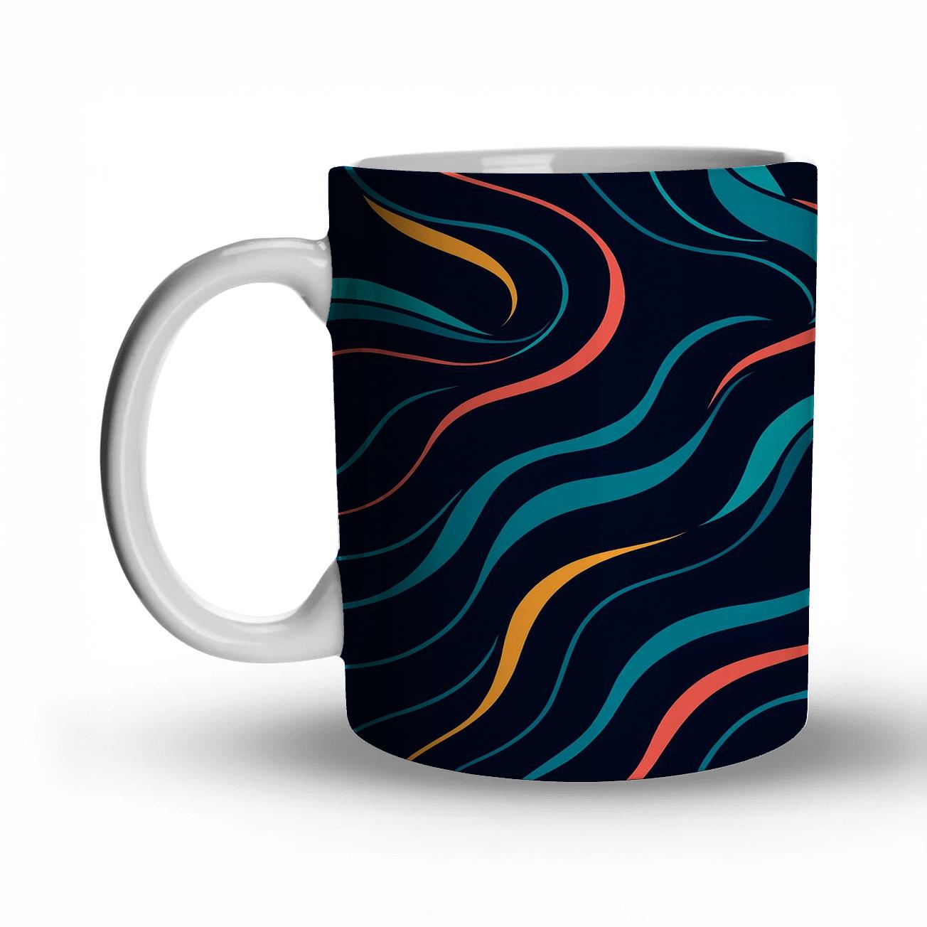 Cosmic Ribbon Flow ceramic coffee mugs