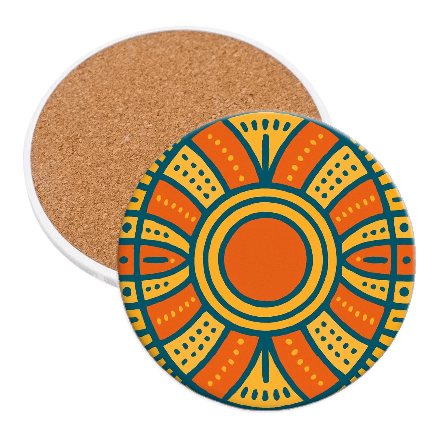 Solar Rhythm Mandala coasters for home decor