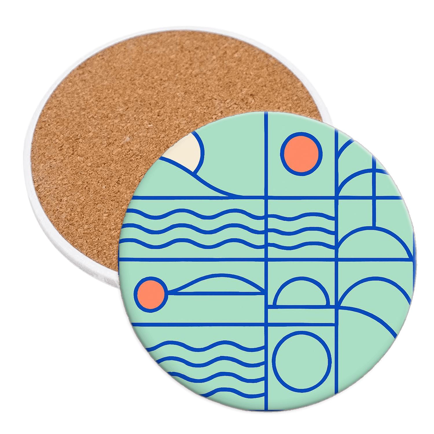Neon Coastal Grid coasters for home decor