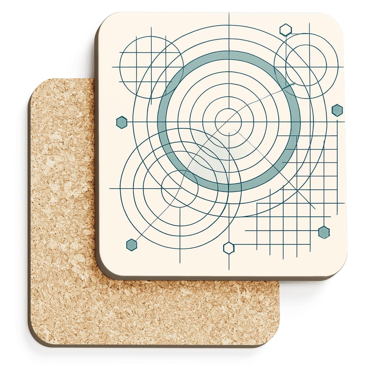 Modular Orbital Grid wooden table coasters