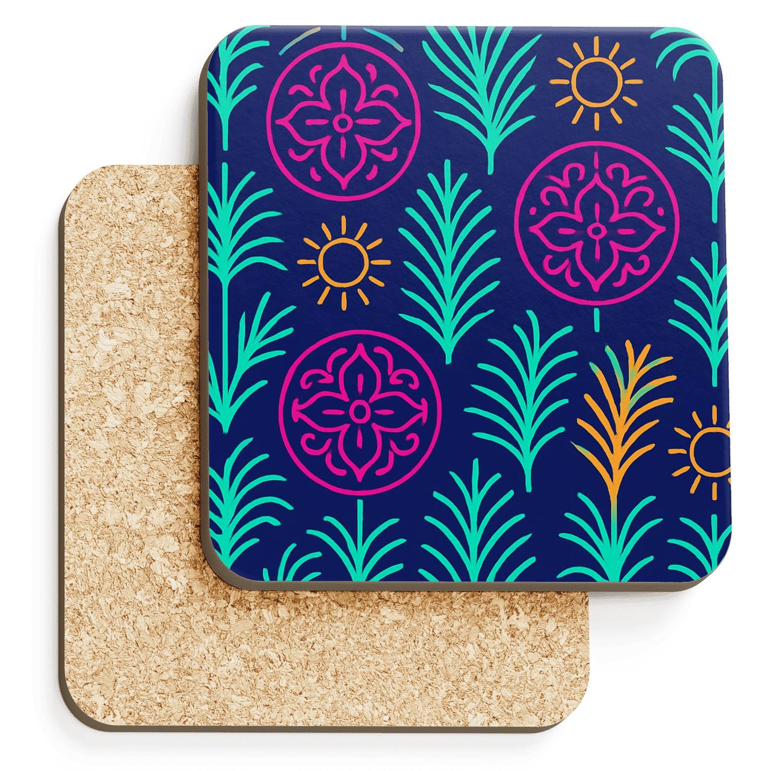Electric Oasis Motif custom engraved coasters
