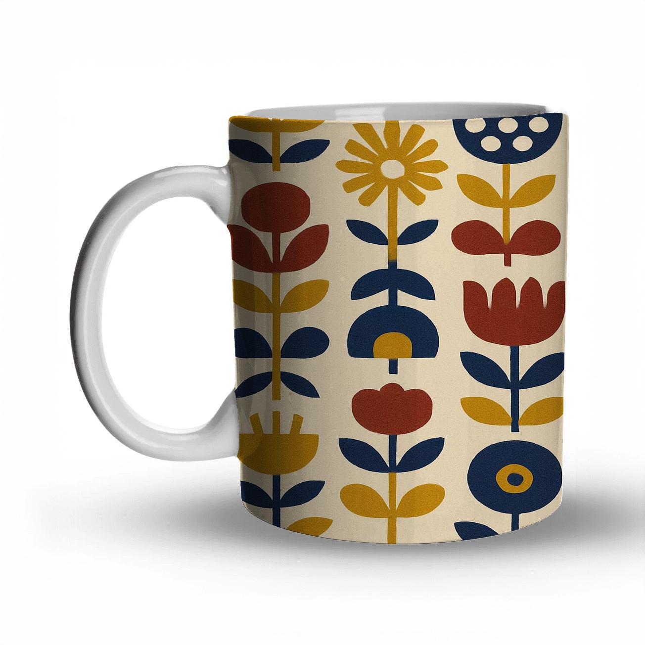 Neon Bauhaus Garden travel mugs with handles