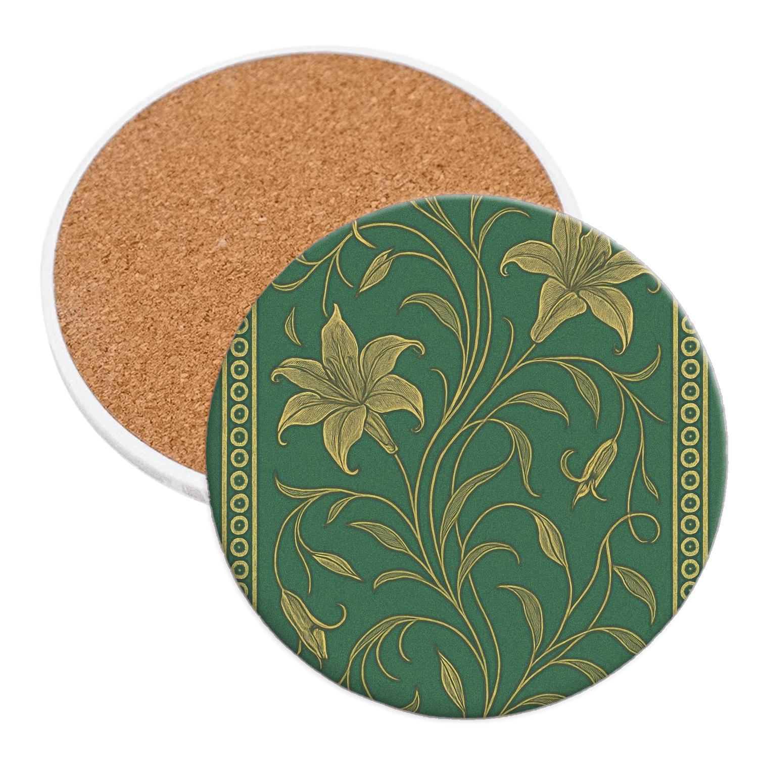 Ornamental Art Nouveau Bloom custom engraved coasters