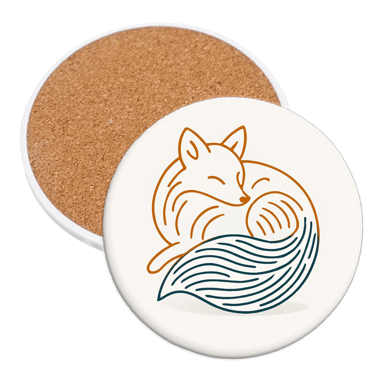 Minimalist Fox Wrap wooden table coasters