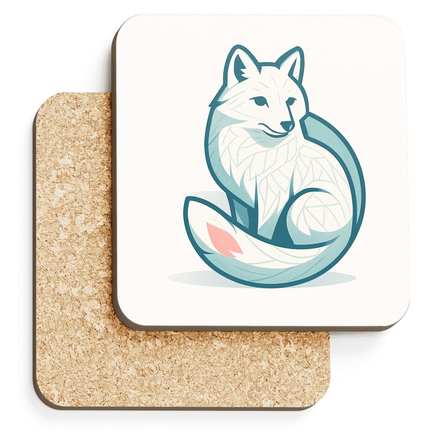 Minimalist Arctic Fox Wrap coasters for home decor