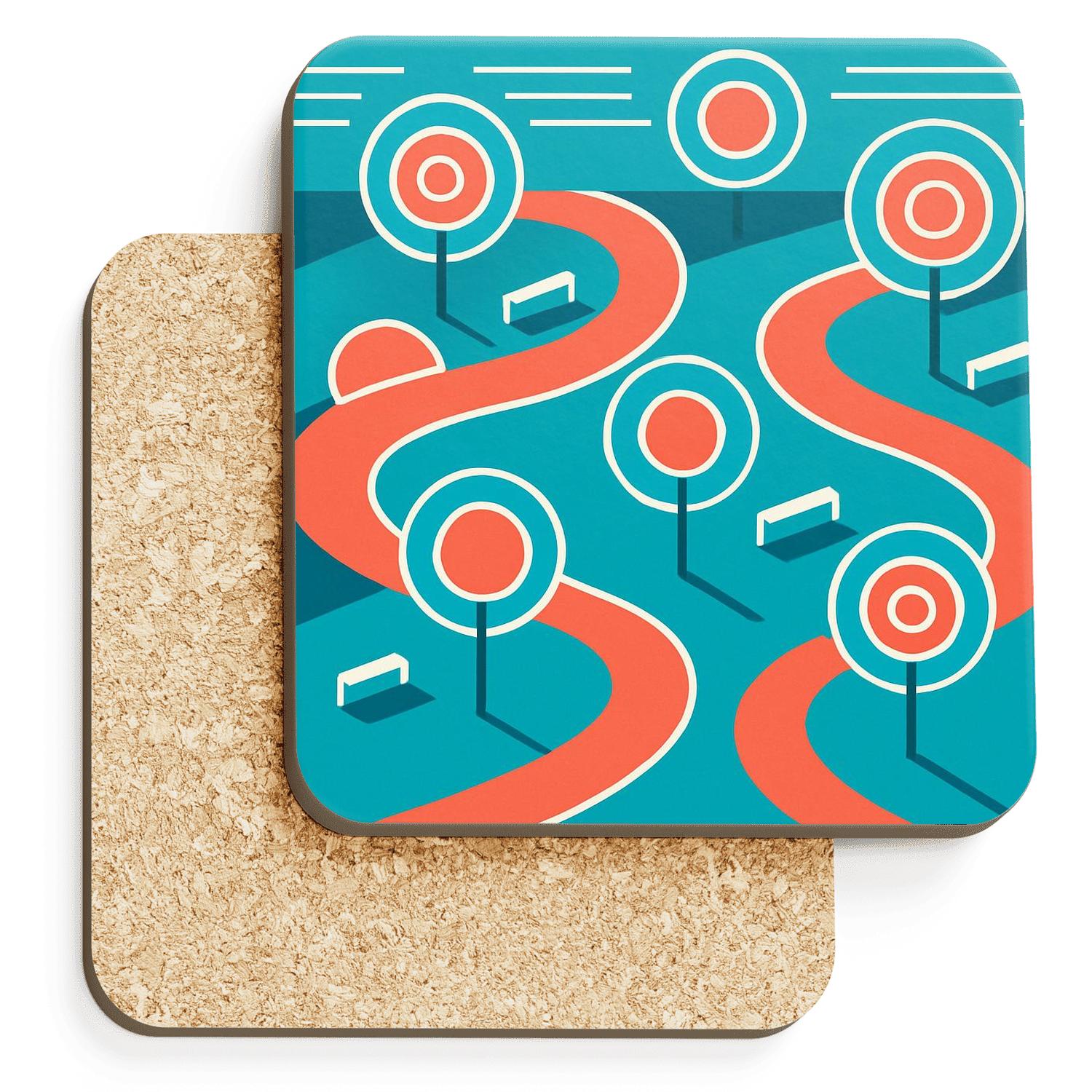 Solar Rhythm Grid decorative beverage coasters
