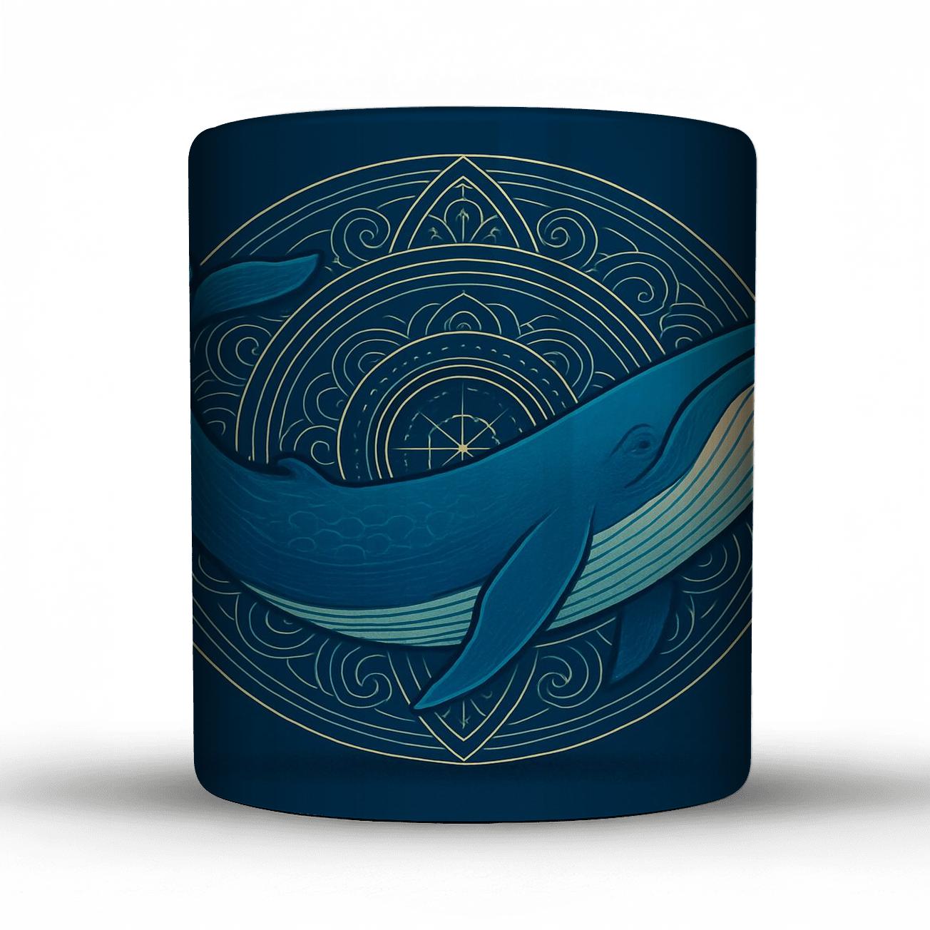 Serene Blue Whale Mandala custom printed mugs