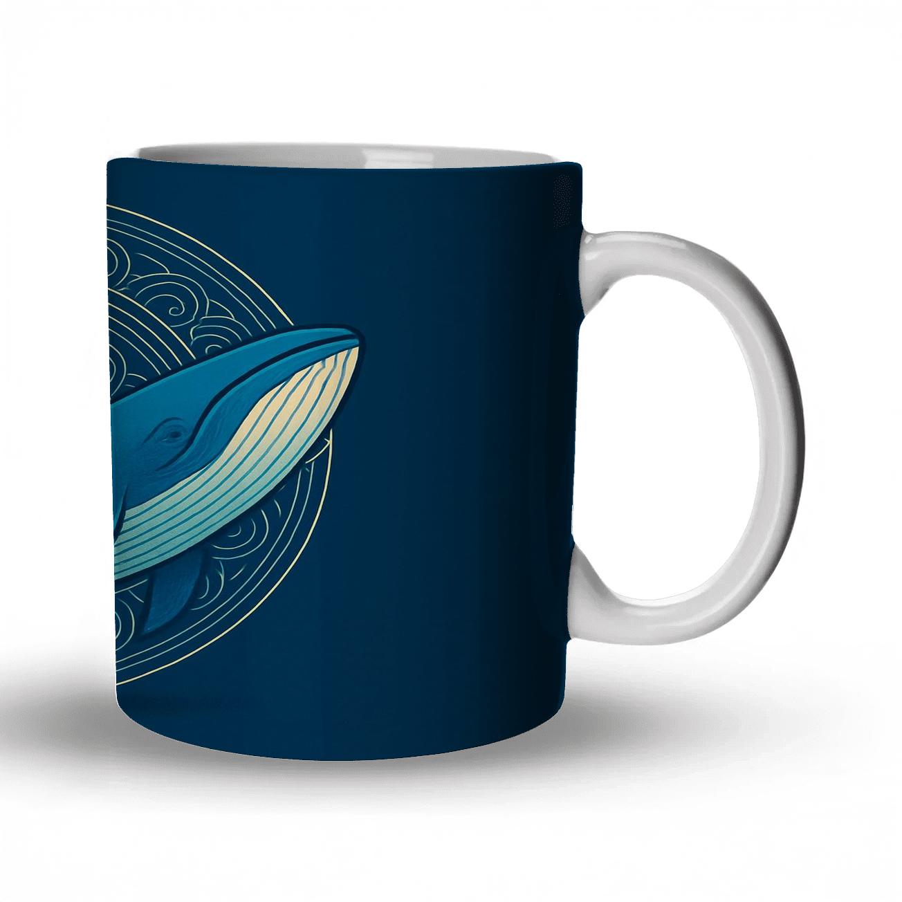 Serene Blue Whale Mandala custom printed mugs