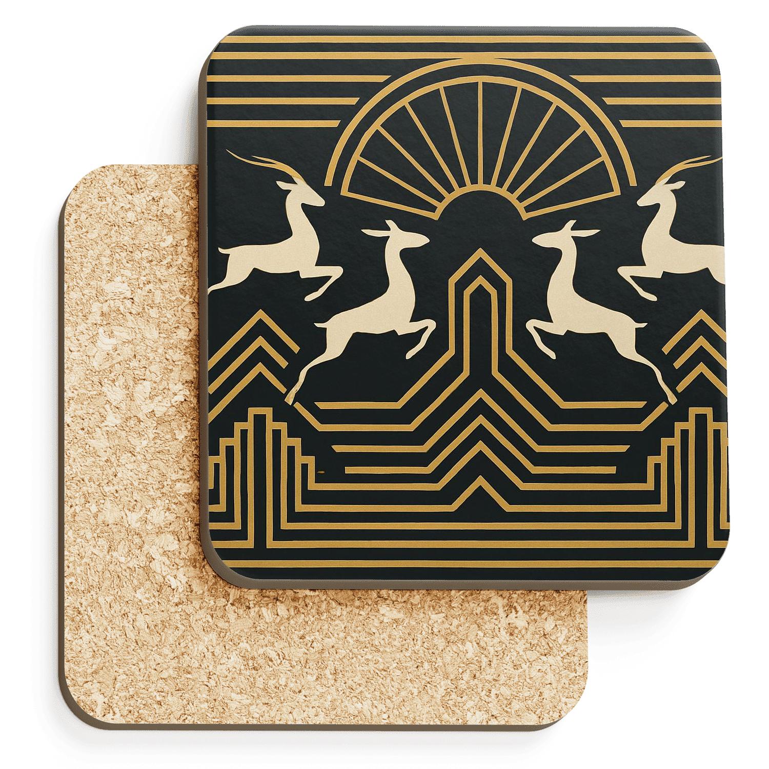 Art Deco Architectural Frieze wooden table coasters