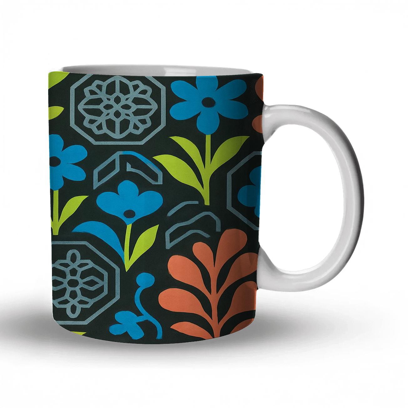 Neon Flora Mosaic decorative mug sets