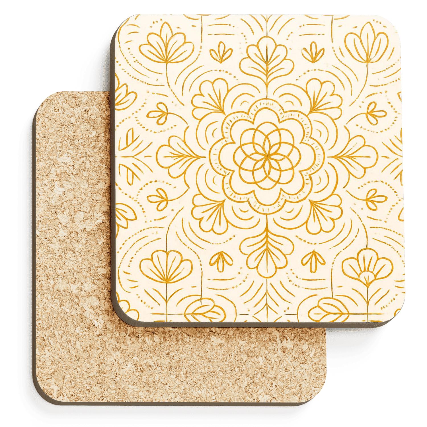 Golden Stitch Mandala personalized drink coasters