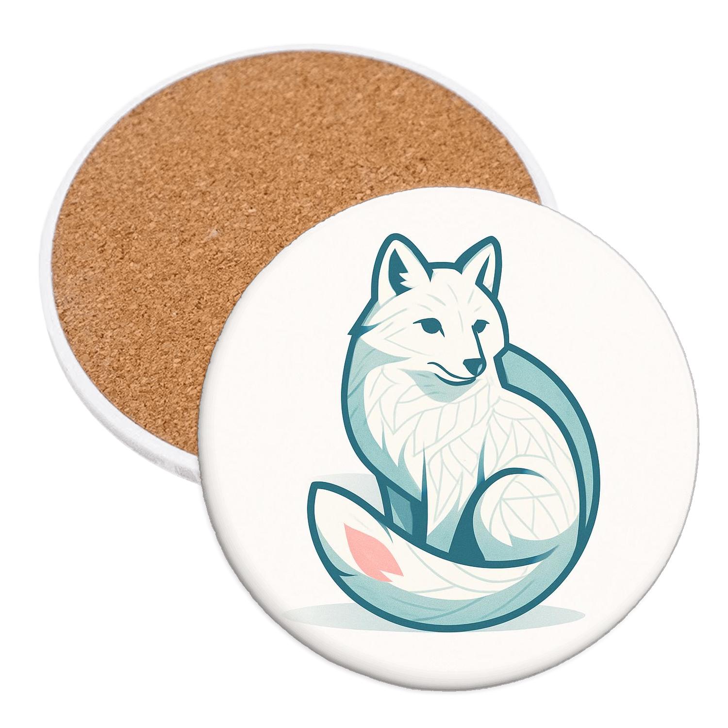 Minimalist Arctic Fox Wrap custom engraved coasters