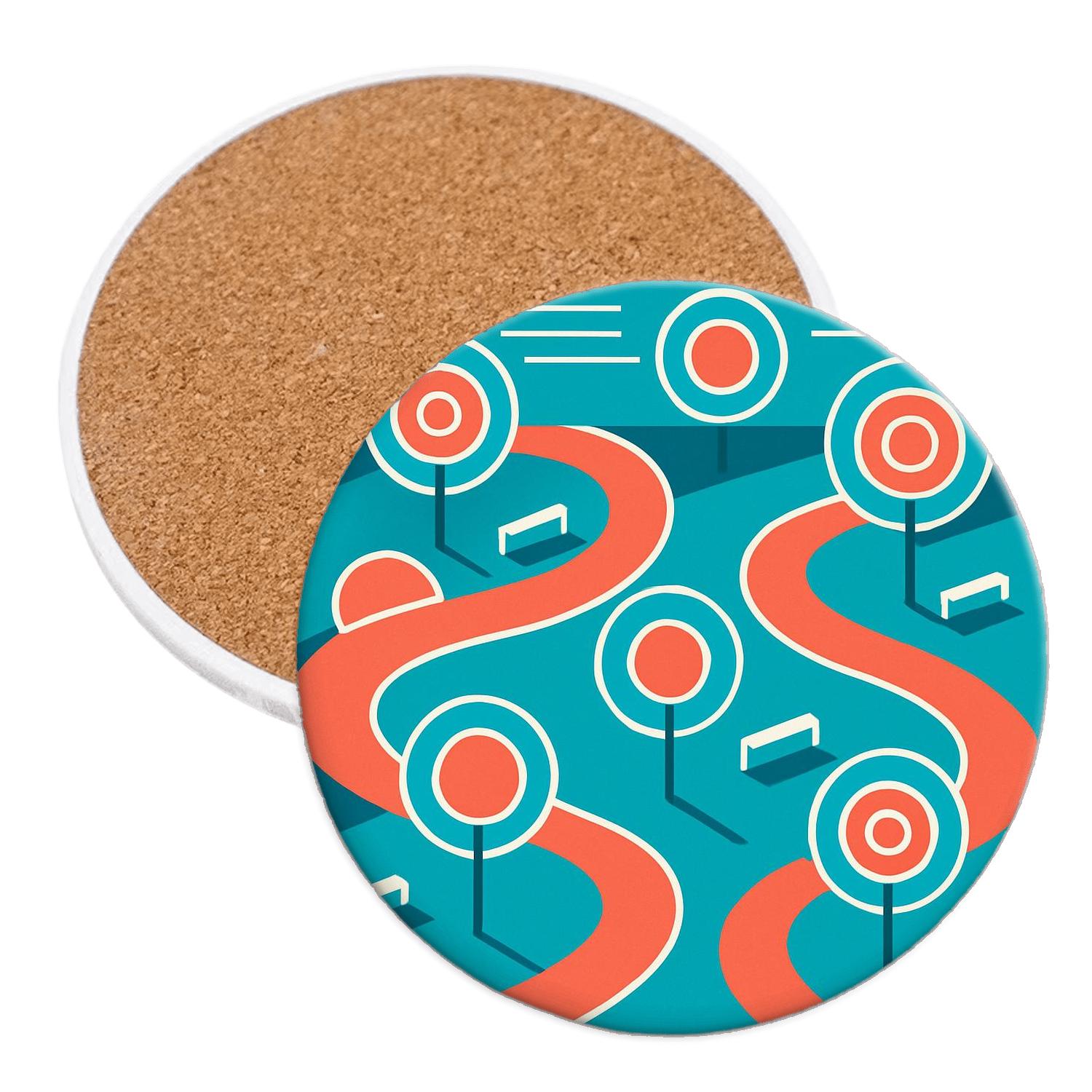 Solar Rhythm Grid wooden table coasters