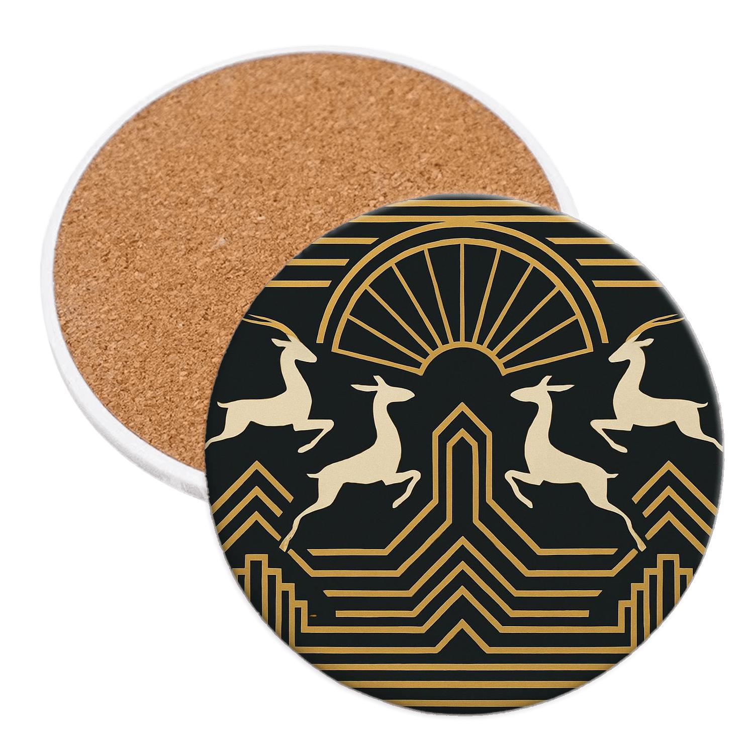 Art Deco Architectural Frieze wooden table coasters