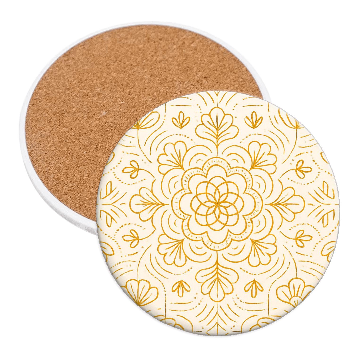Golden Stitch Mandala coasters for home decor