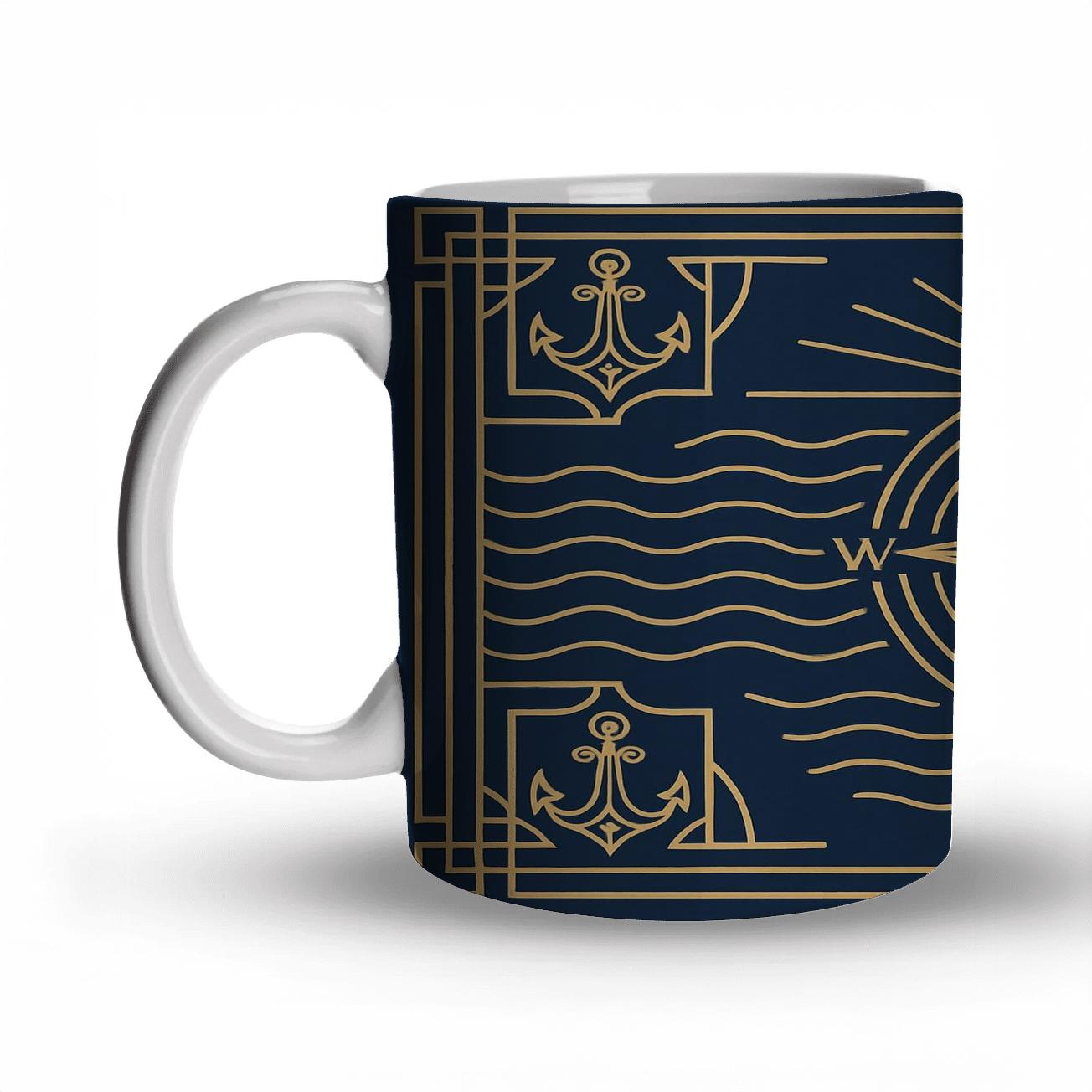 Art Deco Nautical Compass premium drinkware mugs