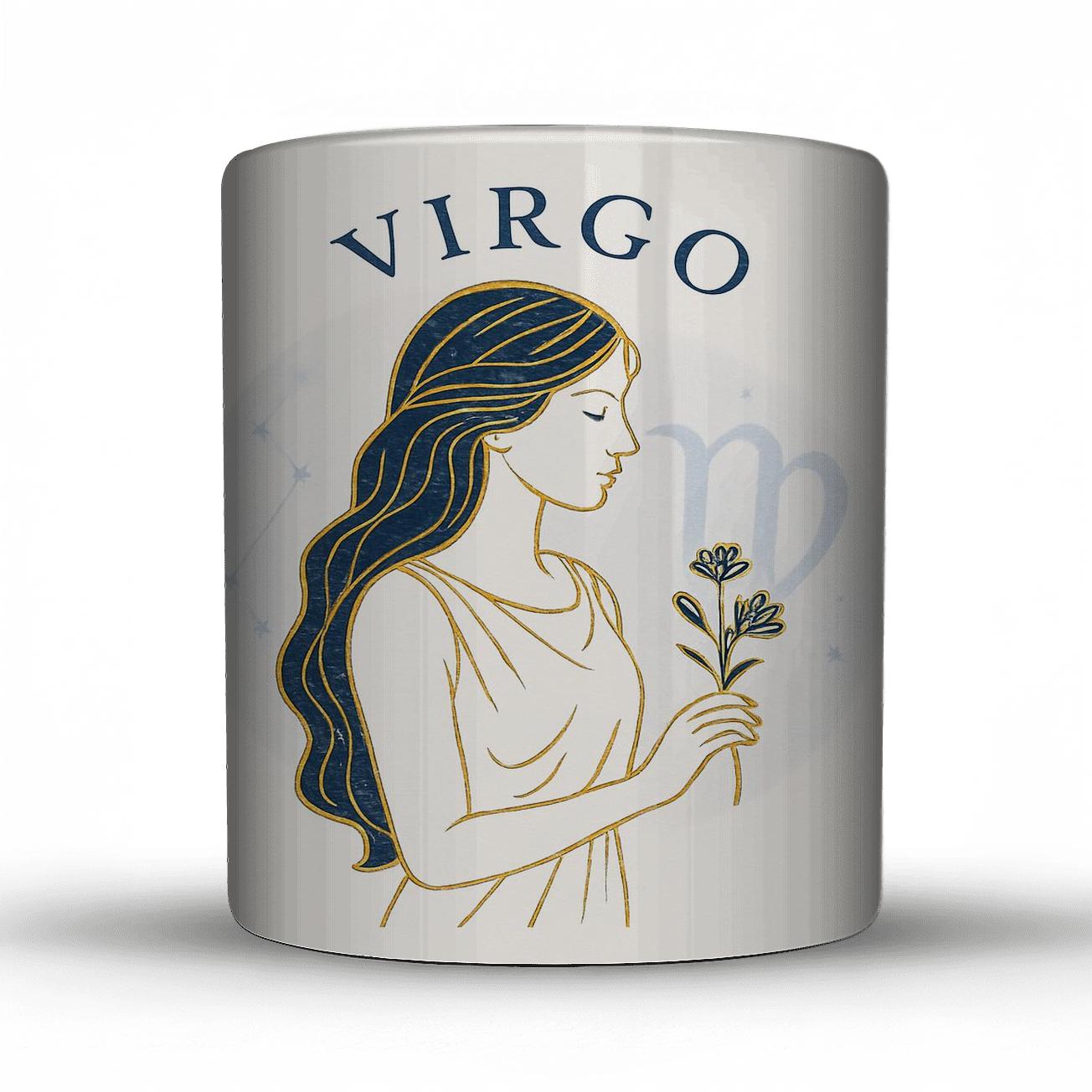 Elegant Virgo Maiden Zodiac Line Art ceramic coffee mugs