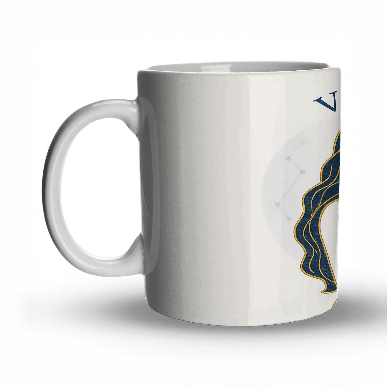 Elegant Virgo Maiden Zodiac Line Art ceramic coffee mugs