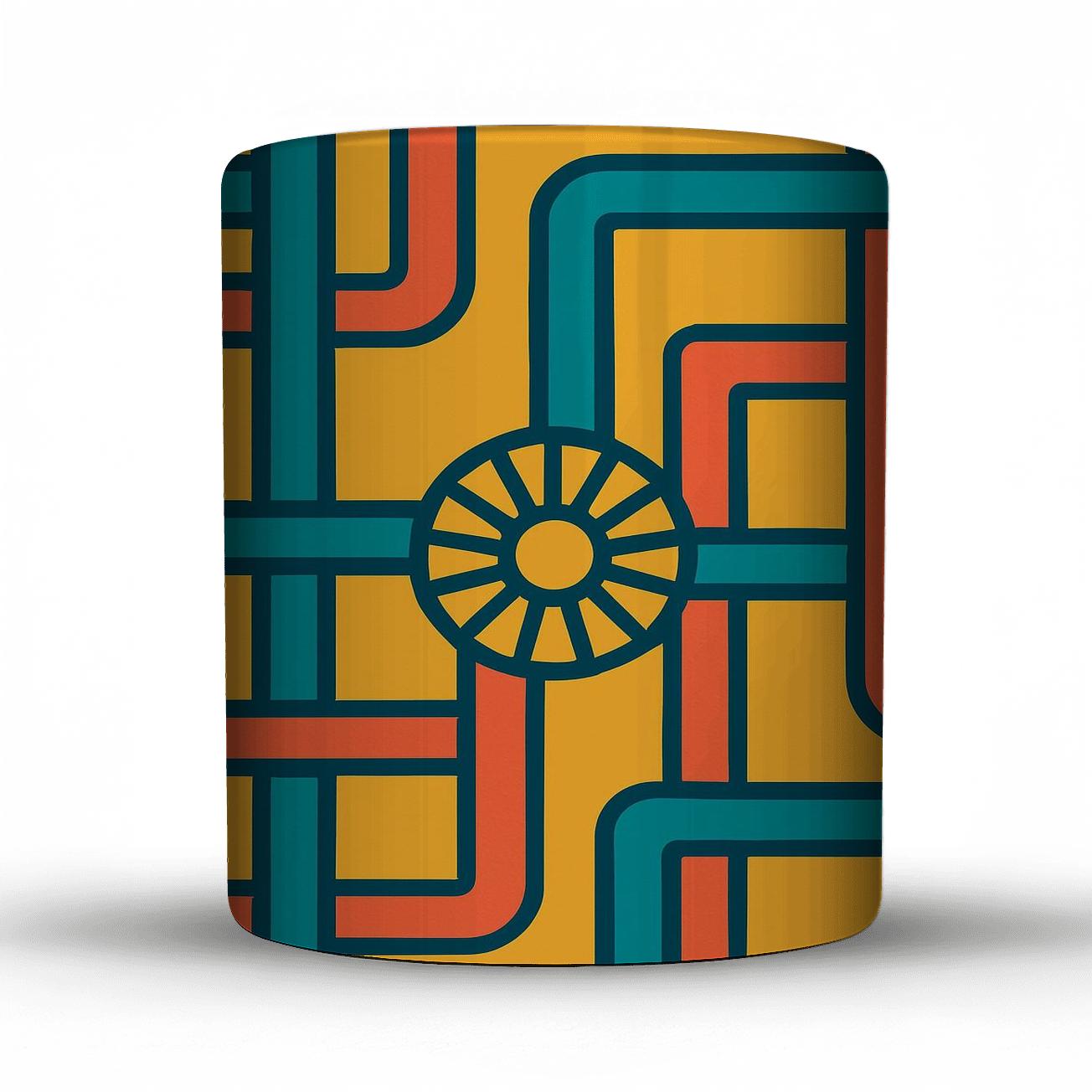 Sunburst Ribbon Grid premium drinkware mugs