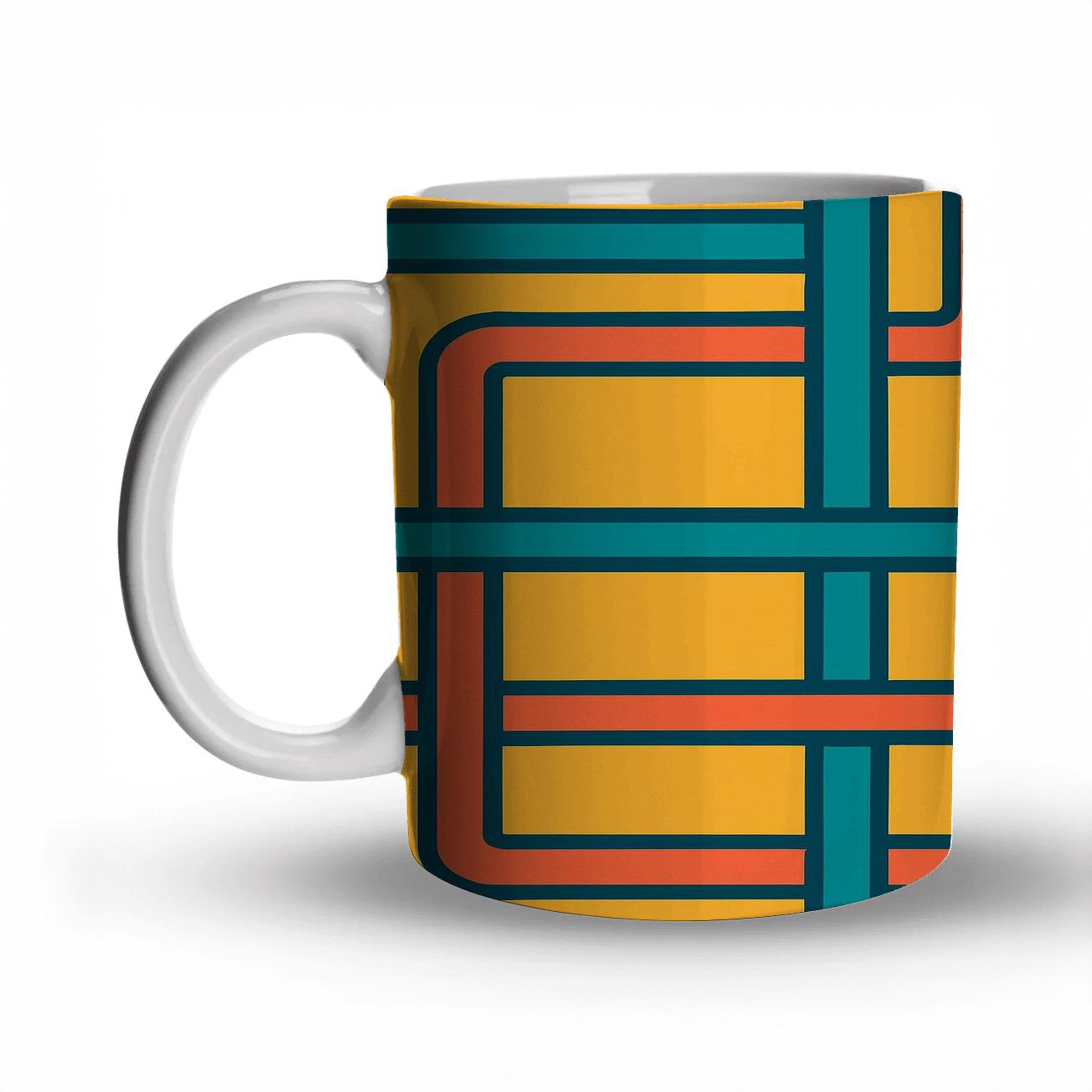 Sunburst Ribbon Grid premium drinkware mugs