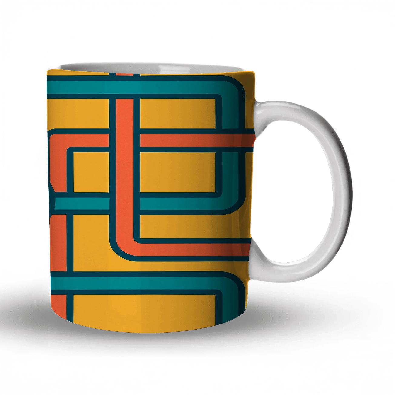 Sunburst Ribbon Grid premium drinkware mugs