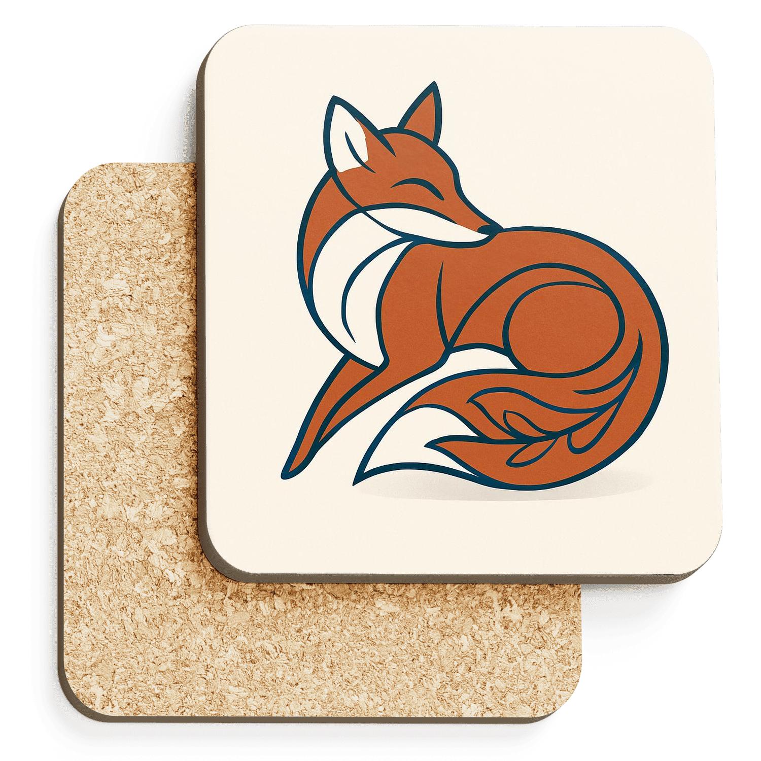 Minimalist Fox Wrap cork coaster sets