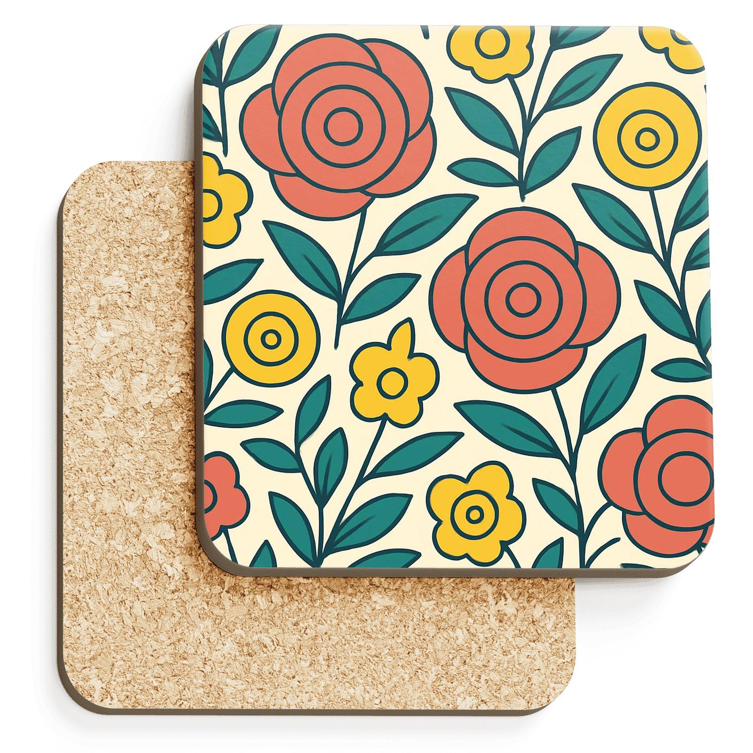 Tropical Geometric Bloom personalized drink coasters