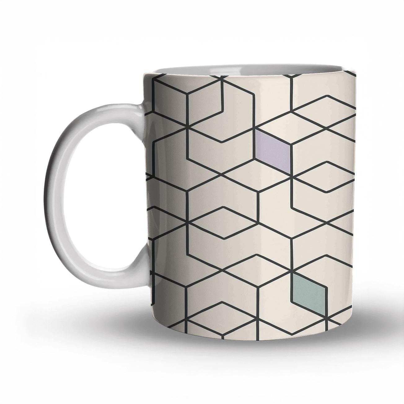 Interwoven Hexagonal Harmony travel mugs with handles