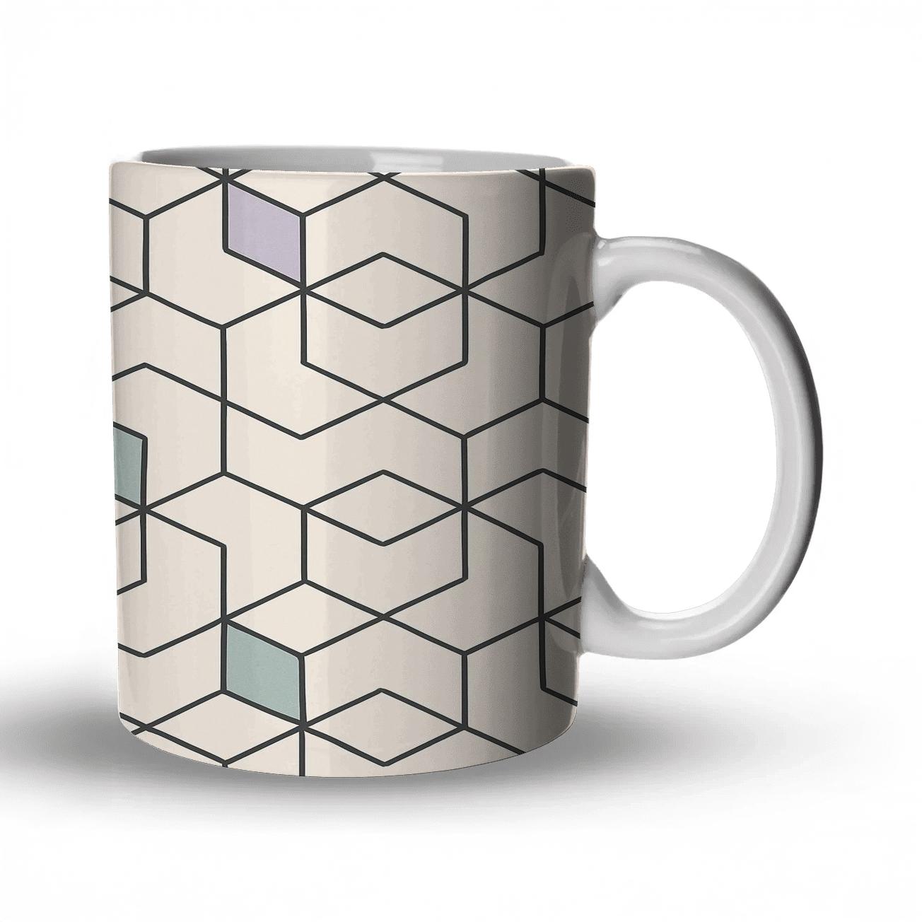 Interwoven Hexagonal Harmony travel mugs with handles