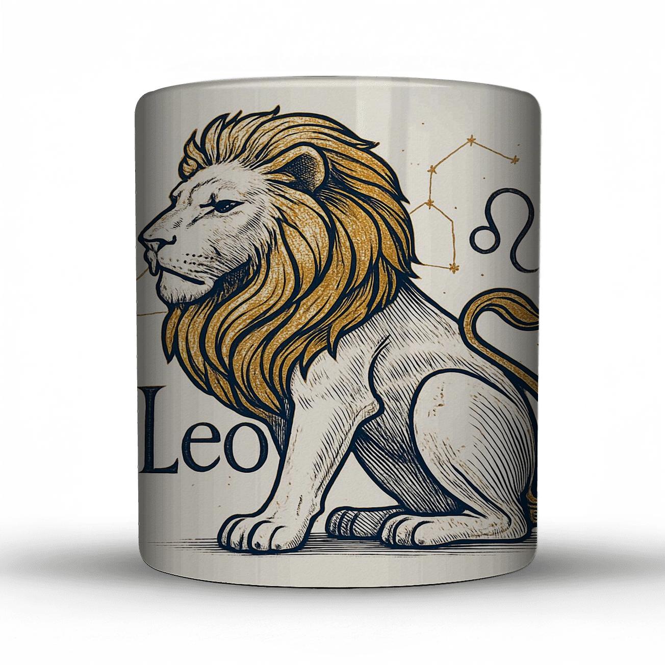 Majestic Leo Lion Minimalist Zodiac Art custom printed mugs