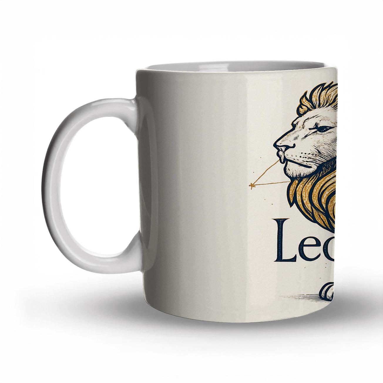 Majestic Leo Lion Minimalist Zodiac Art custom printed mugs