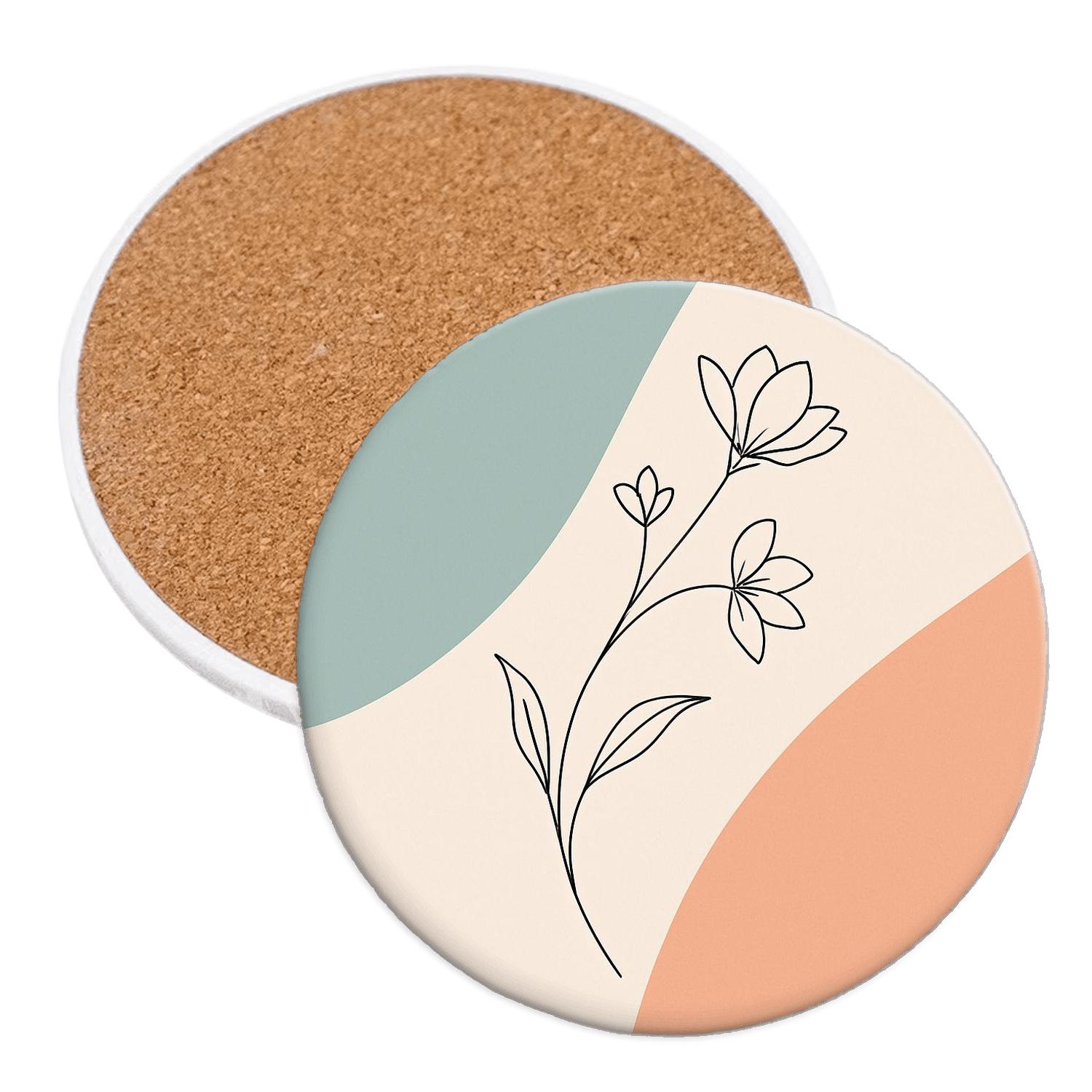 Blooming Arc cork coaster sets