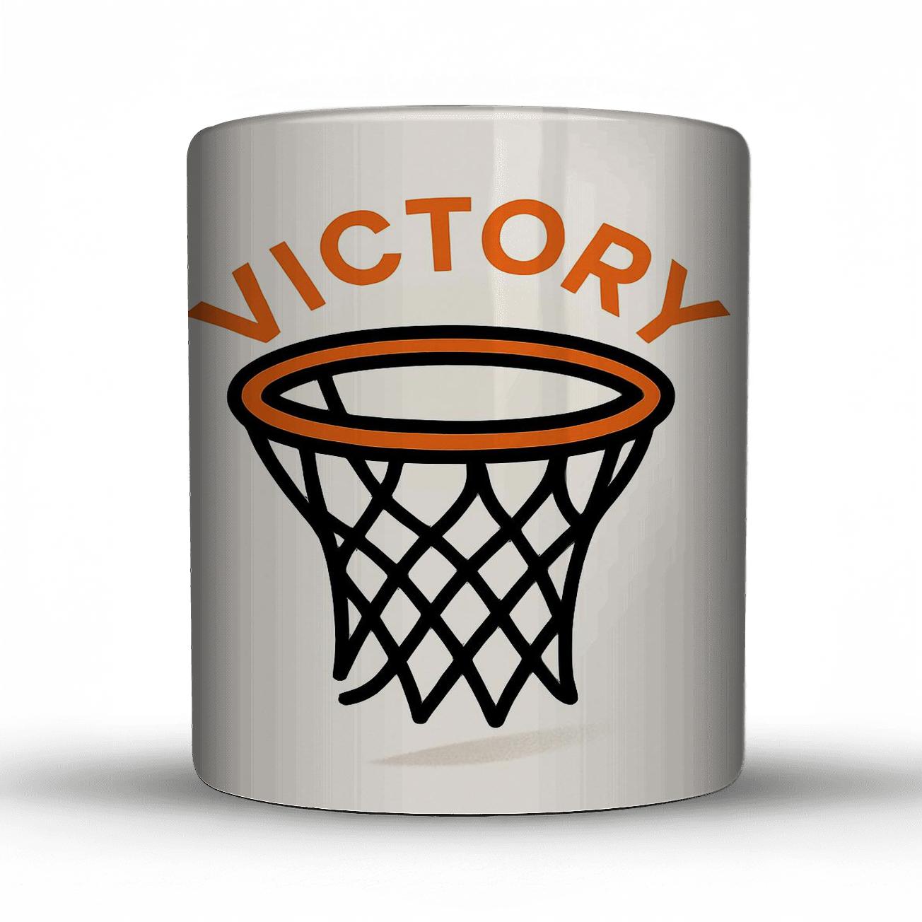 Basketball Net Line Art Victory Design travel mugs with handles