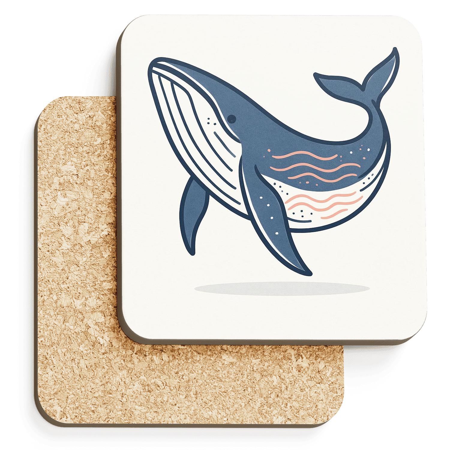 Serene Whale Embrace wooden table coasters