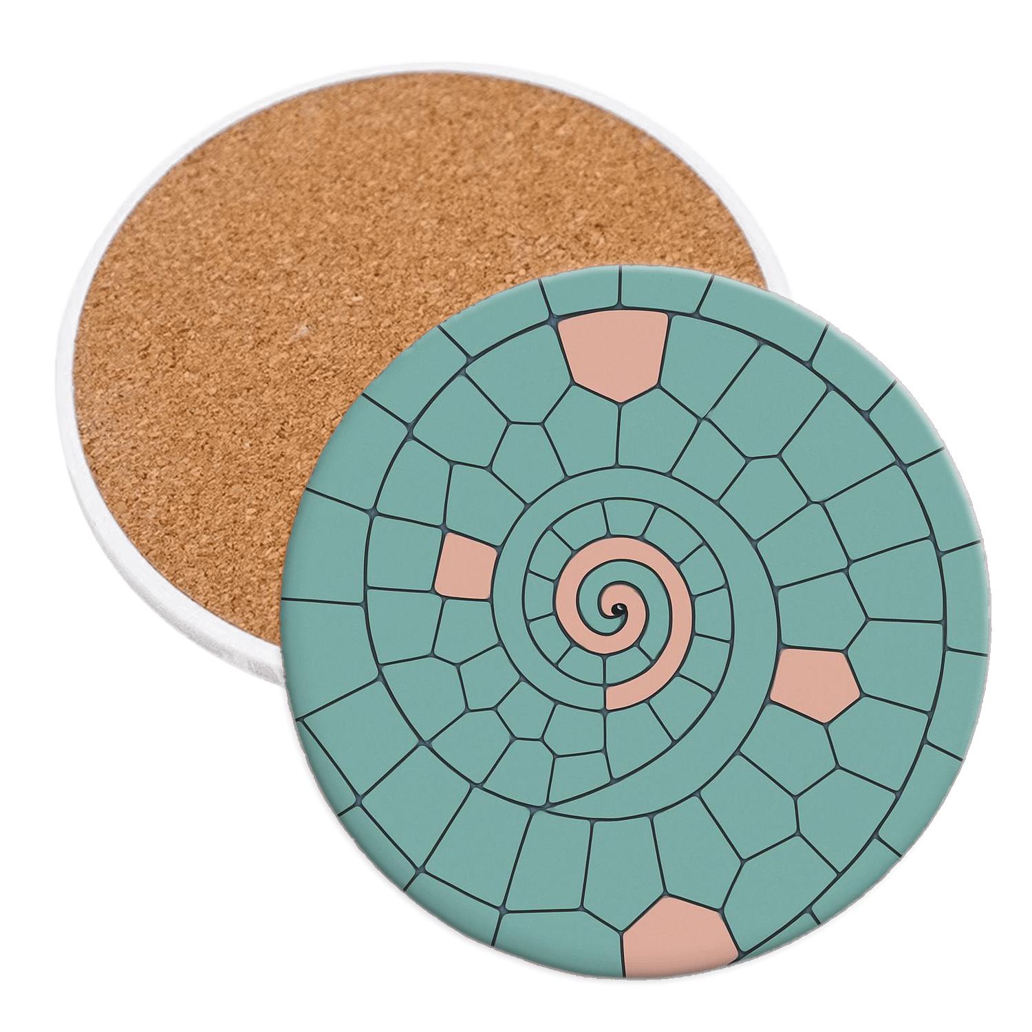 Spiral Voronoi Harmony wooden table coasters