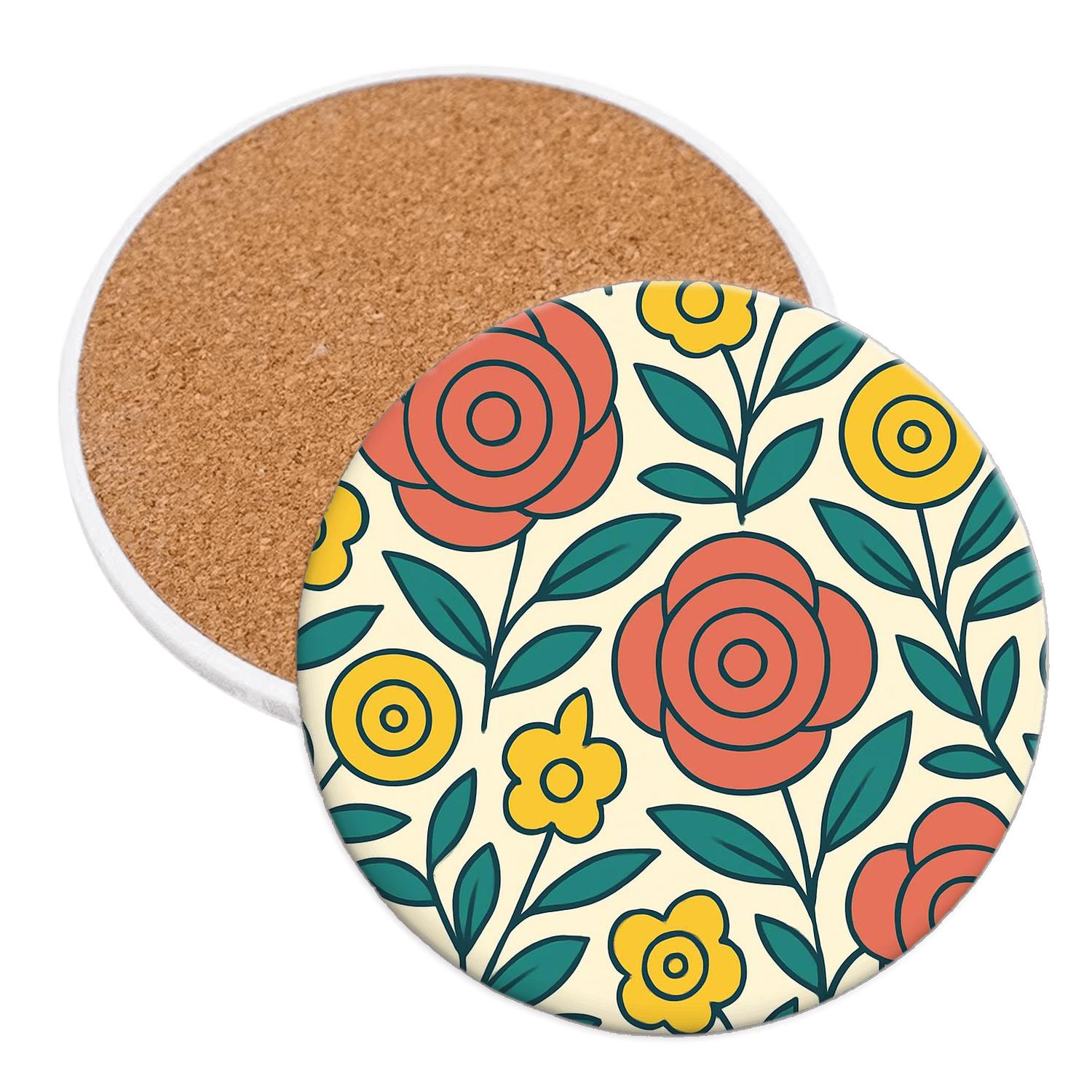 Tropical Geometric Bloom decorative beverage coasters